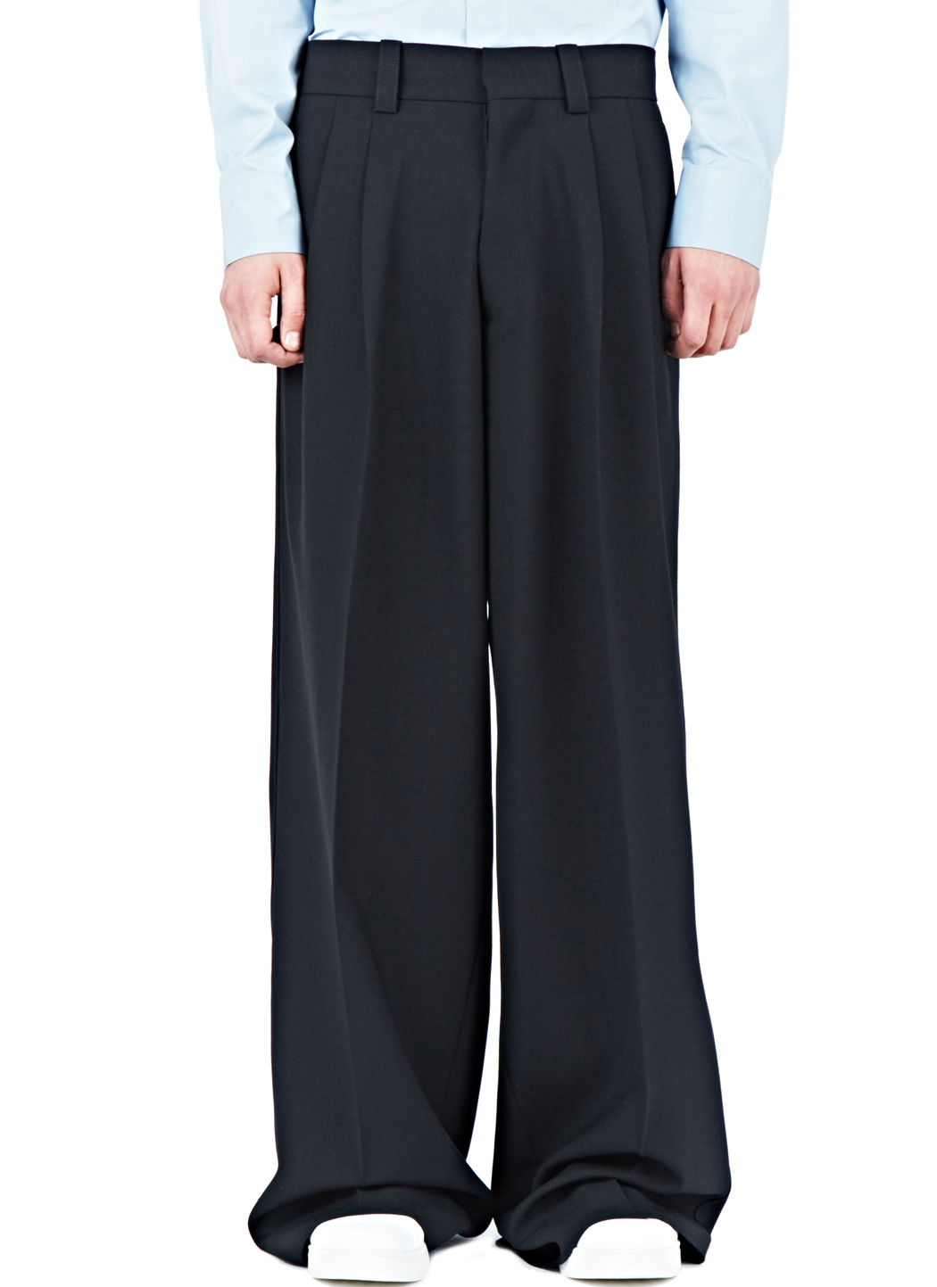 Marni Wide Leg Wool Pants in Black for Men