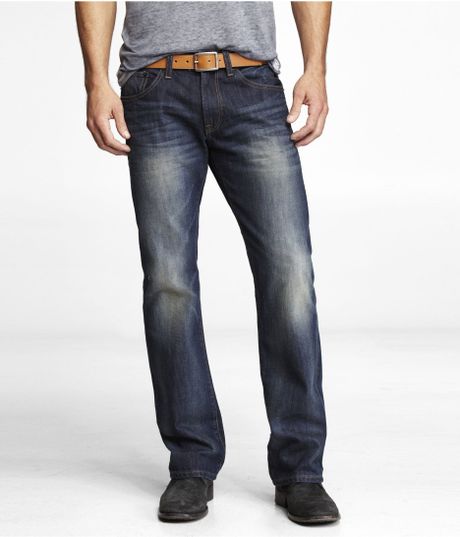 Express Rocco Slim Fit Boot Cut Jean in Blue for Men (DARK INDIGO) | Lyst