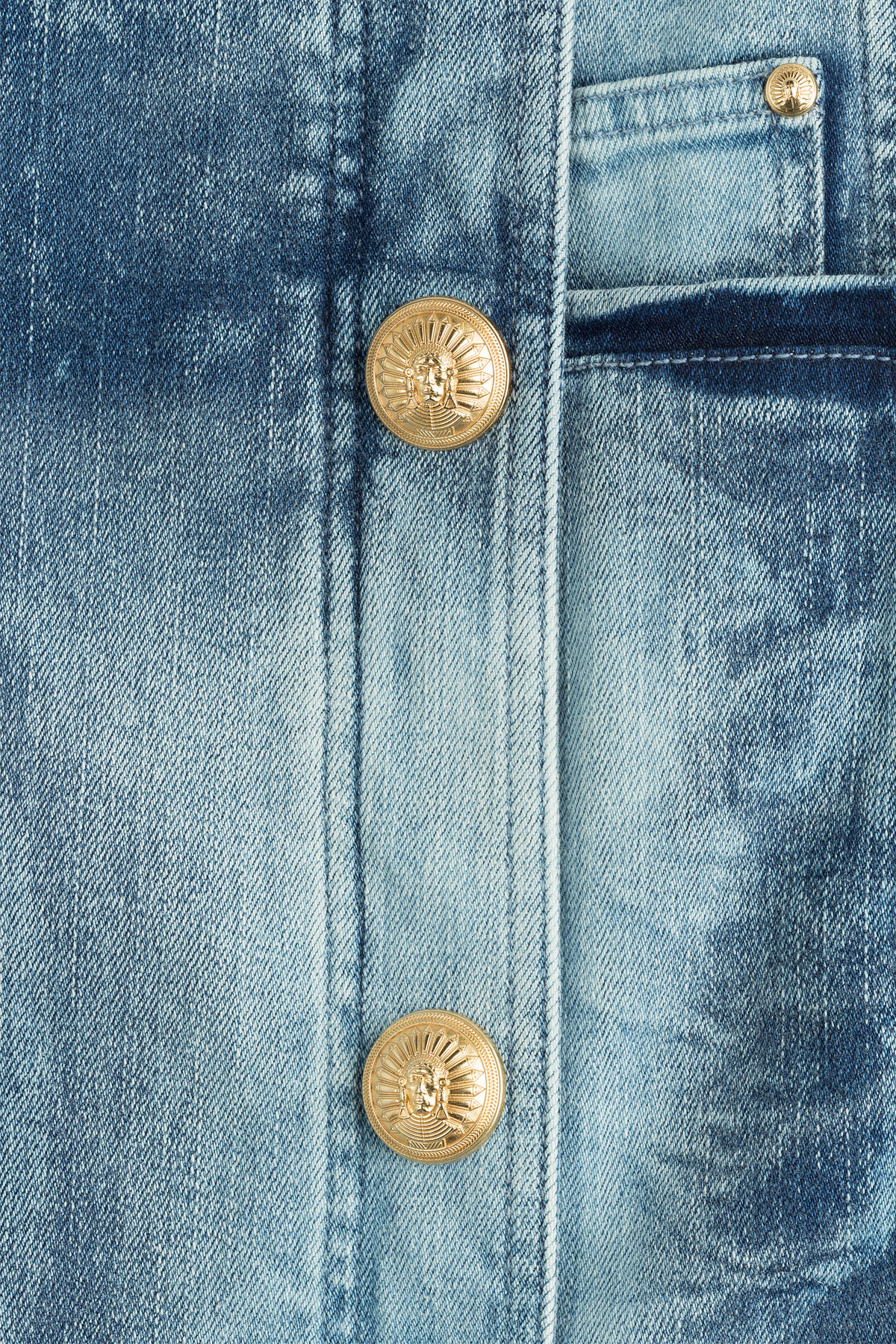 Lyst Balmain Denim Skirt With GoldTone Buttons in Blue