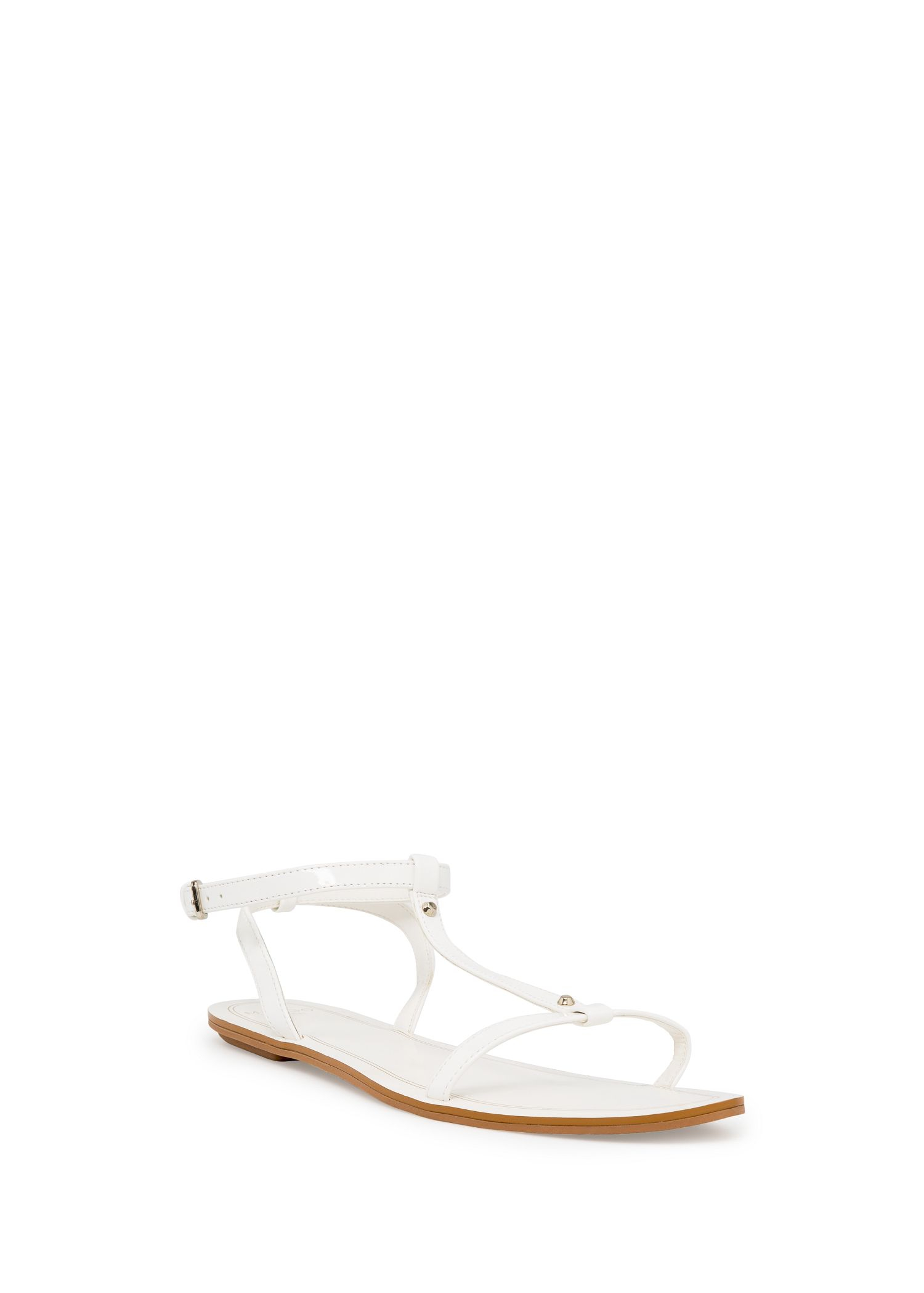 Mango Patent Flat Sandals in White - Lyst