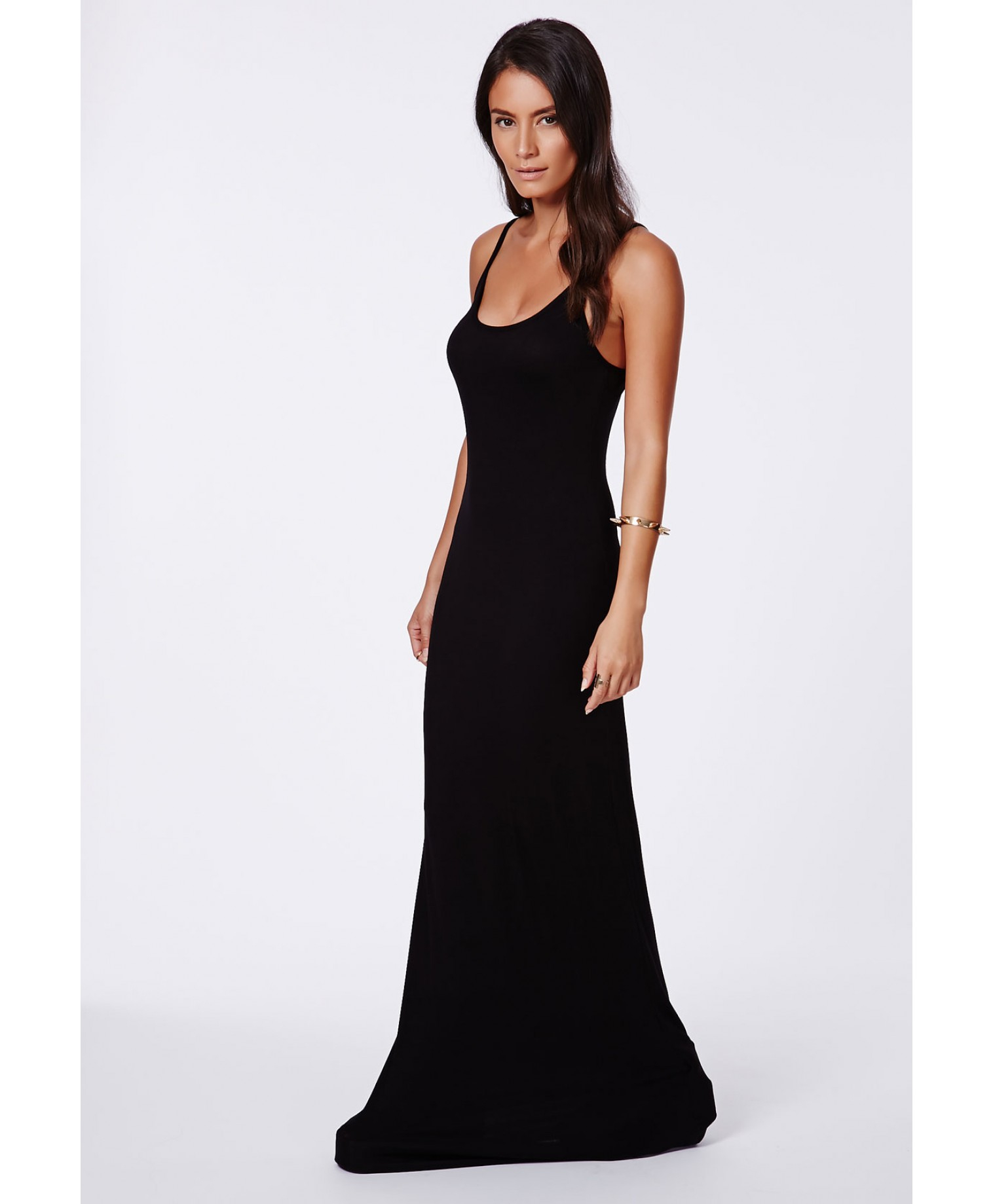 long black strappy maxi dress