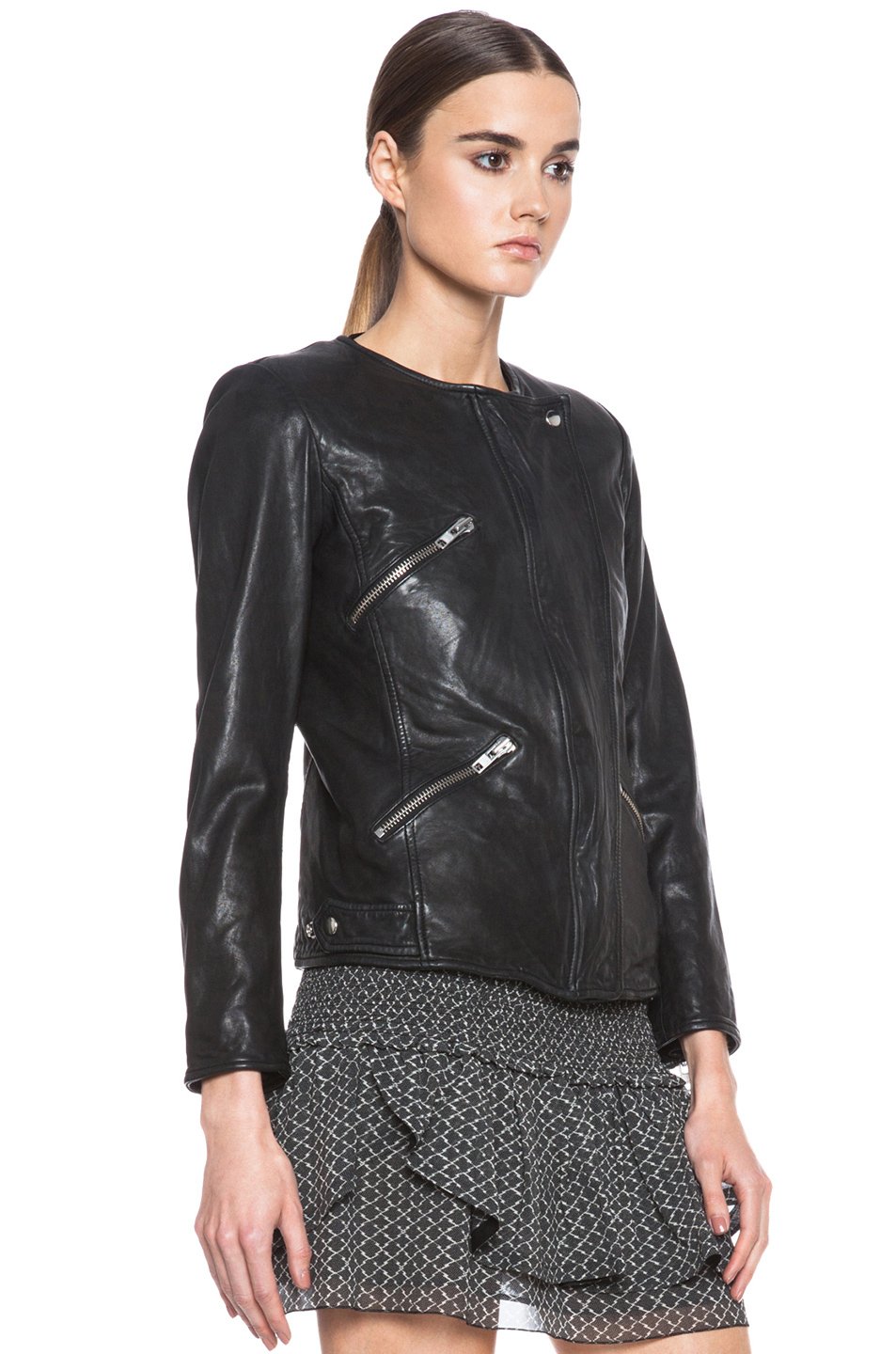 Étoile Isabel Marant Bradi Washed Lambskin Leather Jacket in Black - Lyst