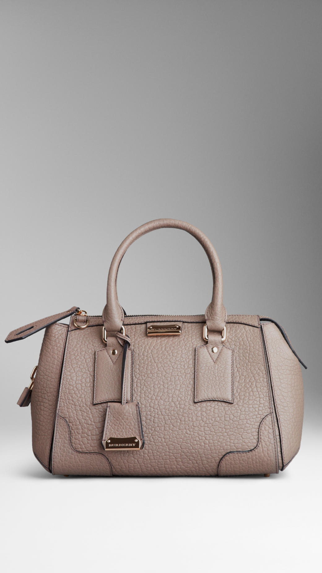 Burberry Small Signature Grain Leather Tote Bag in Pale Taupe Brown (Gray) Lyst