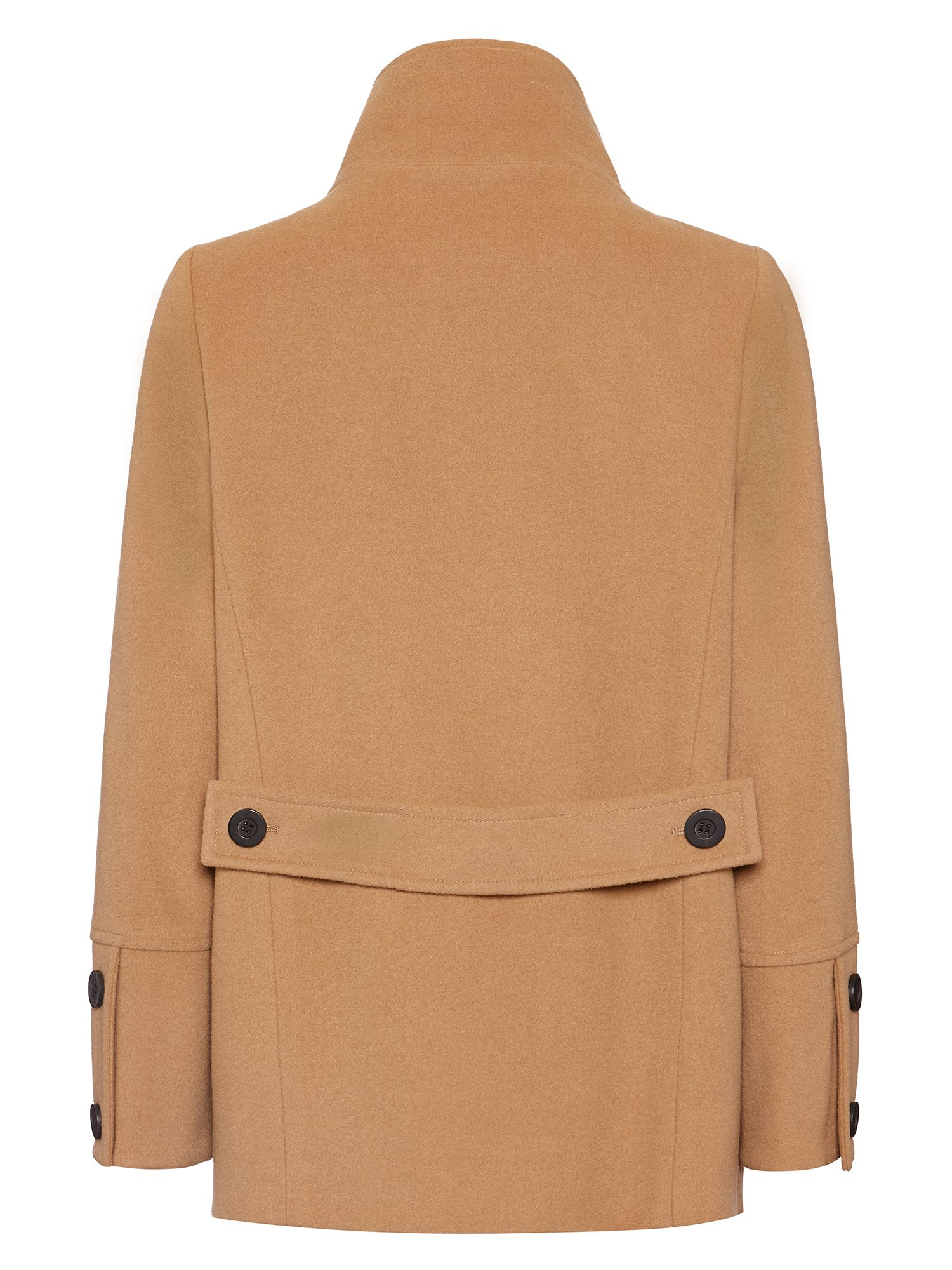 Jaeger Short Wool Cocoon Funnel Neck Coat in Beige Lyst