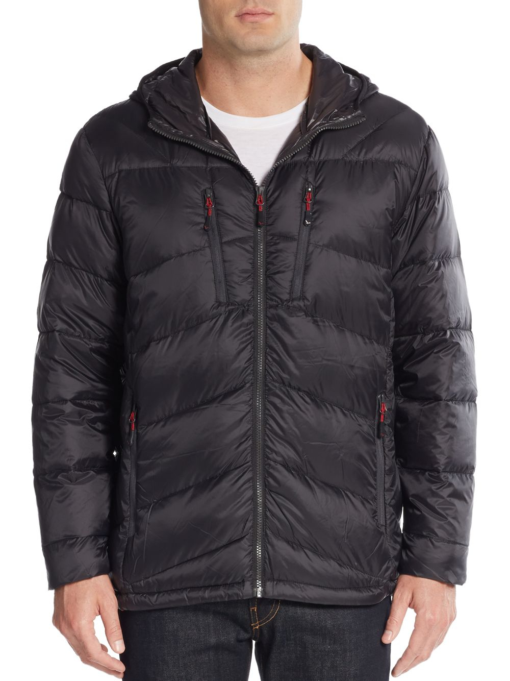 chevron down packable jacket