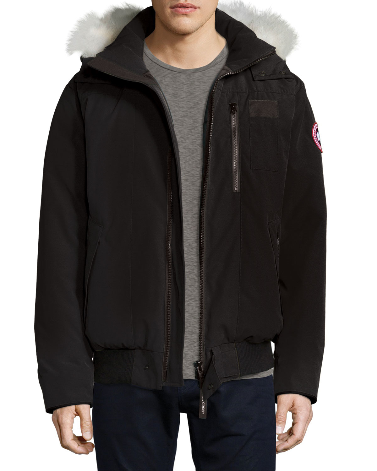 Canada Goose Borden Bomber Jacket With Furlined Hood in Black for Men