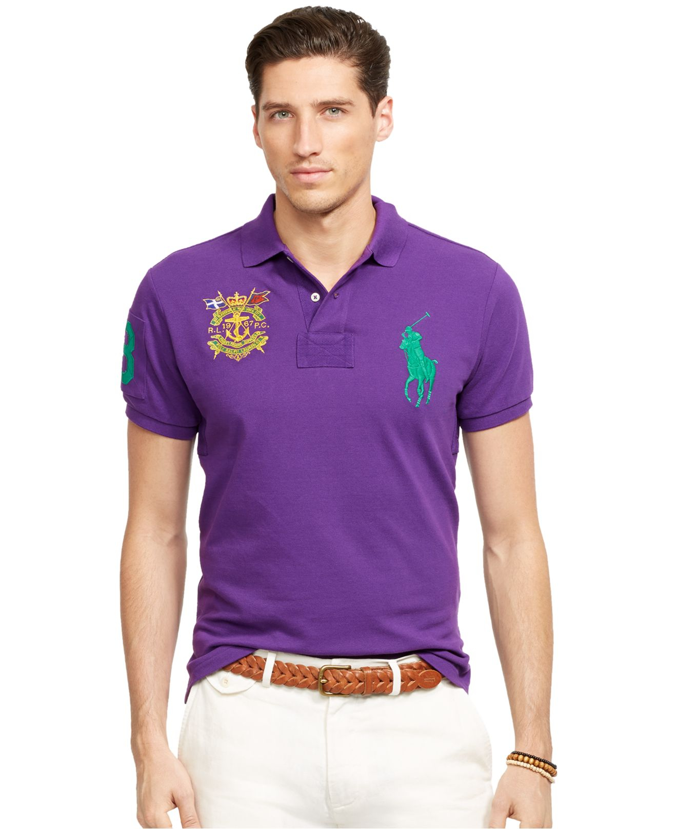 Polo Ralph Lauren Custom-Fit Big Pony Mesh Polo Shirt in Purple for Men |  Lyst