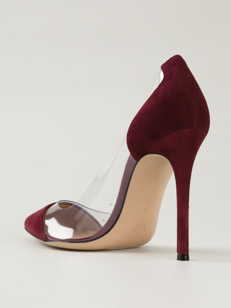 gianvito rossi red plexi pumps