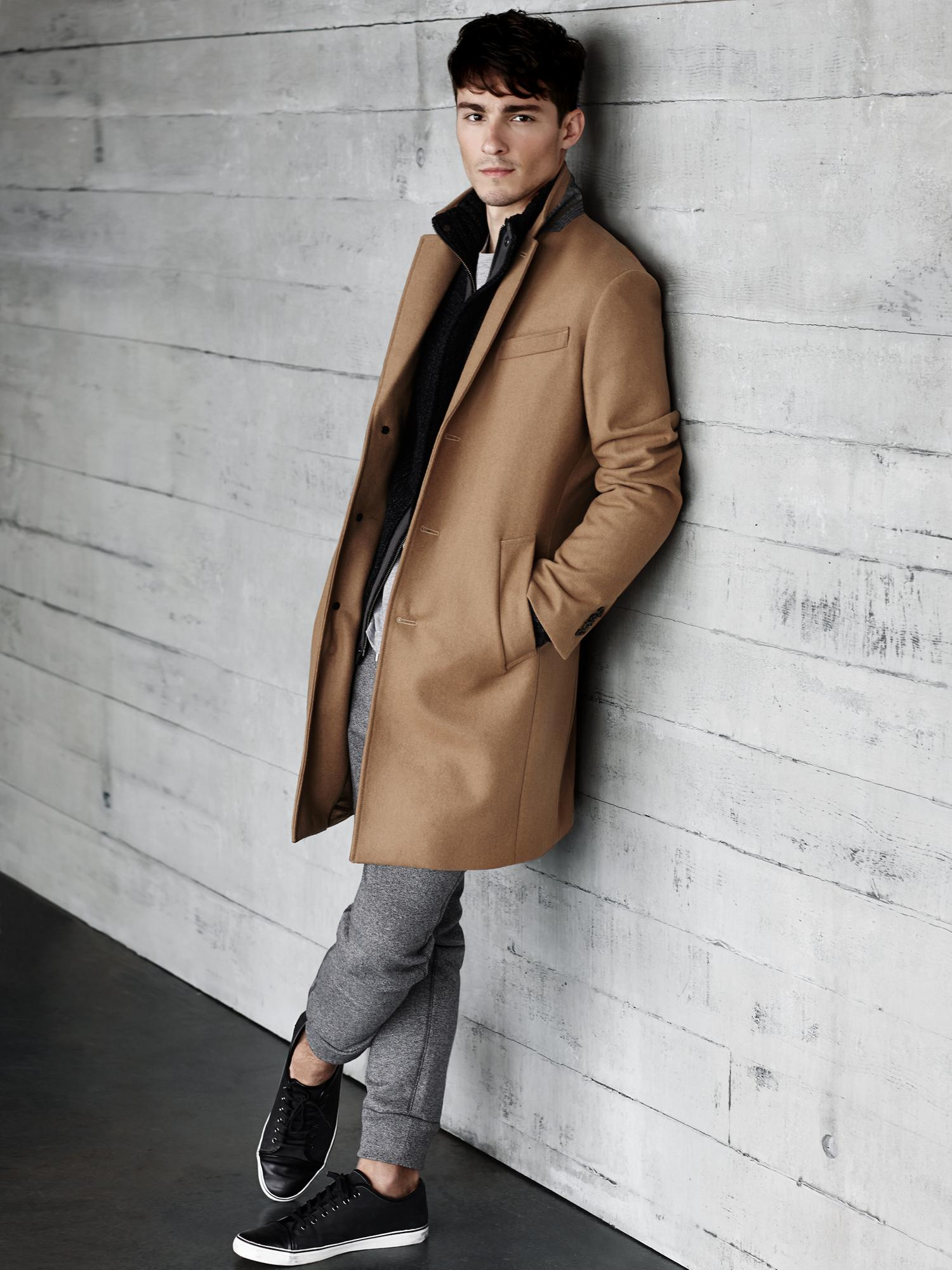 Banana Republic Camel Wool Topcoat in Natural for Men | Lyst