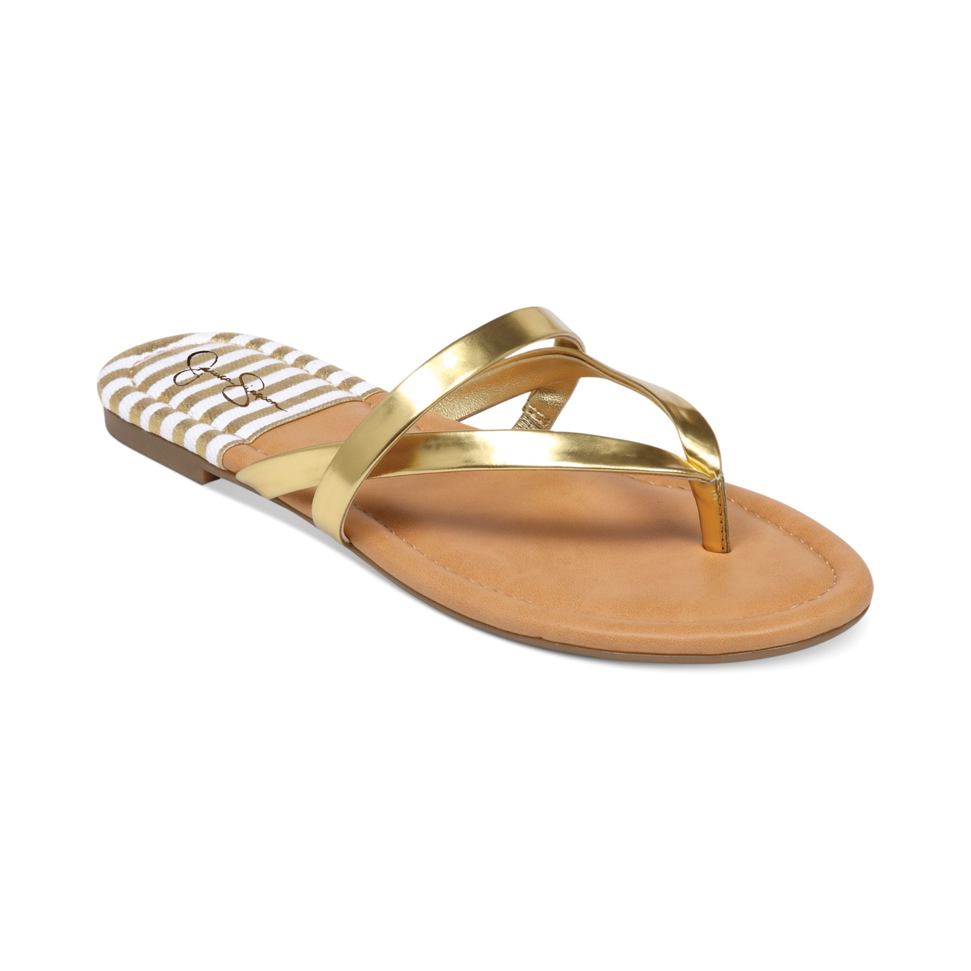 jessica simpson gold flat sandals
