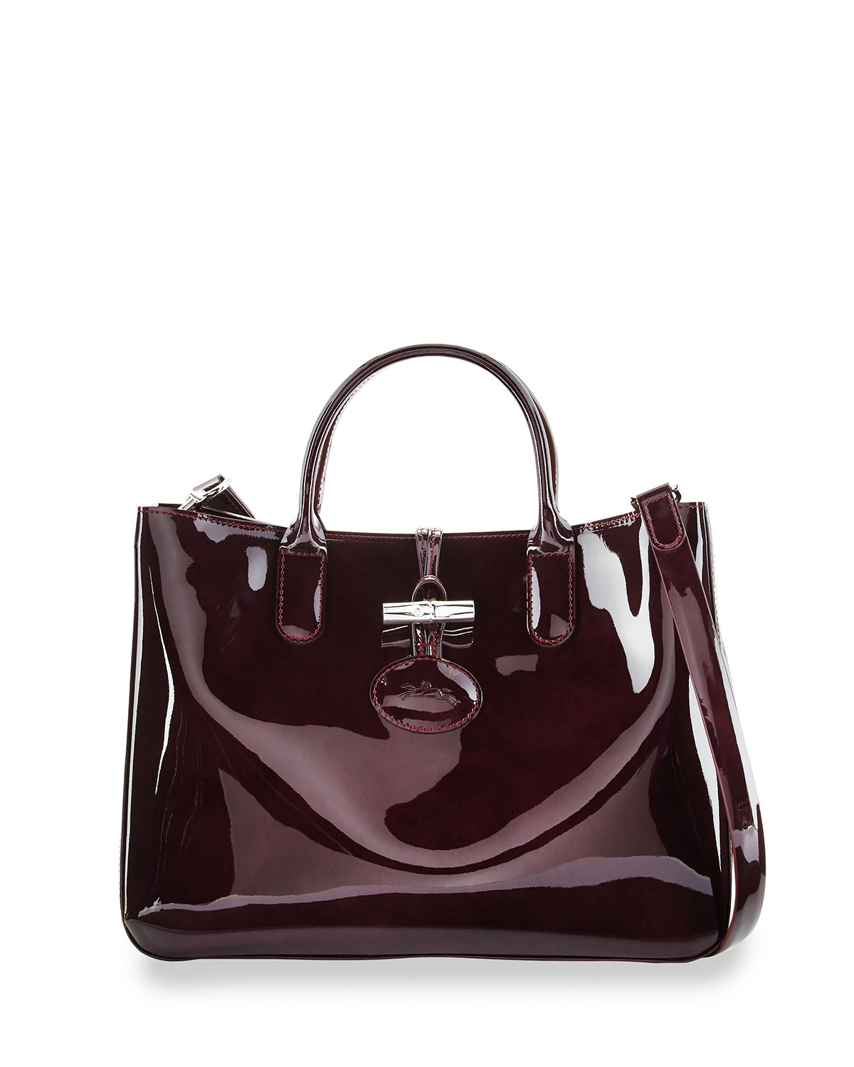 Lyst - Longchamp Roseau Medium Patent Tote Bag With Strap in Purple