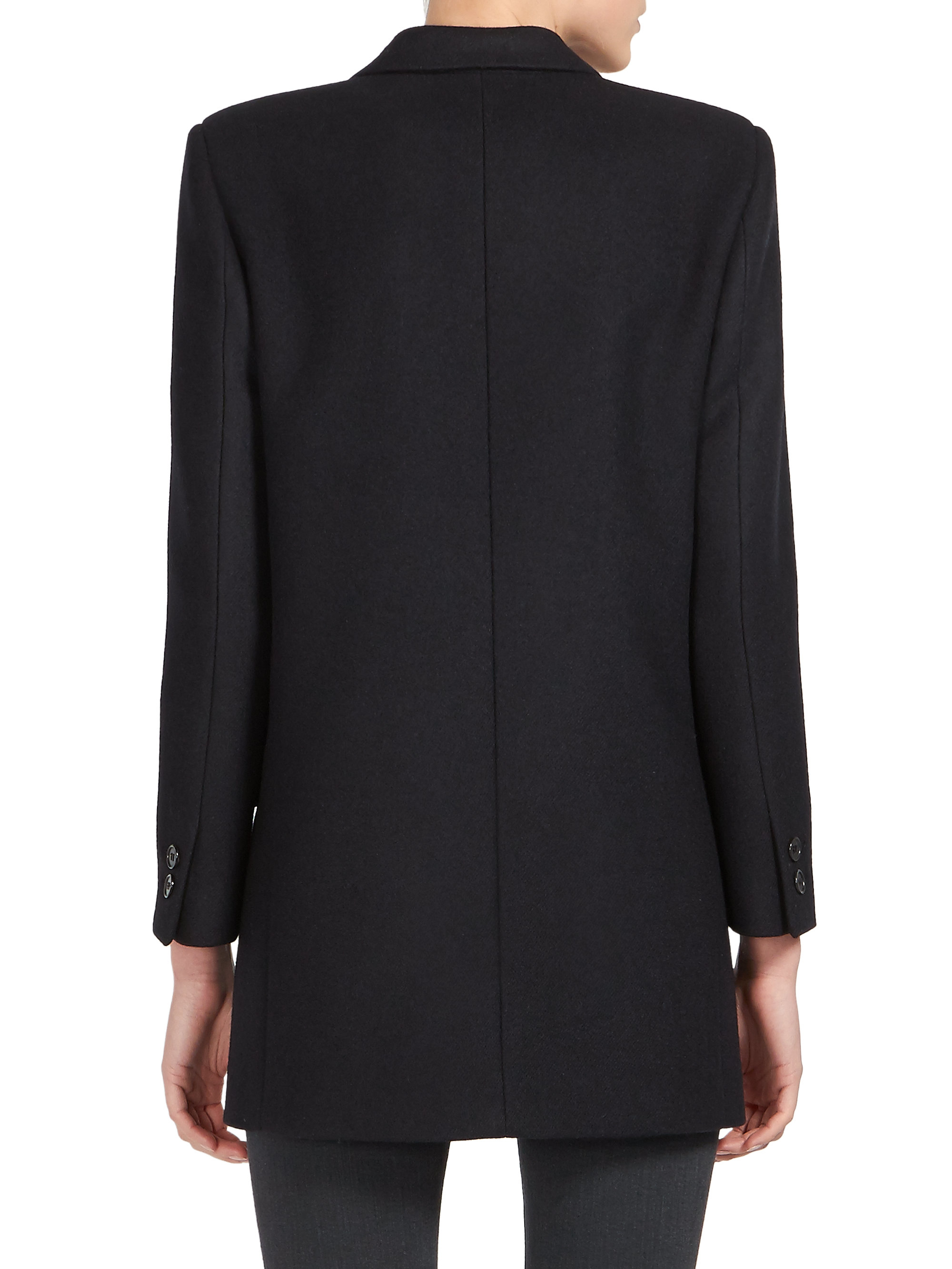 Lyst - Saint Laurent Double-breasted Wool Caban Jacket in Blue