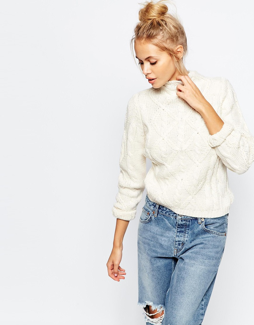 cream knitted roll neck jumper