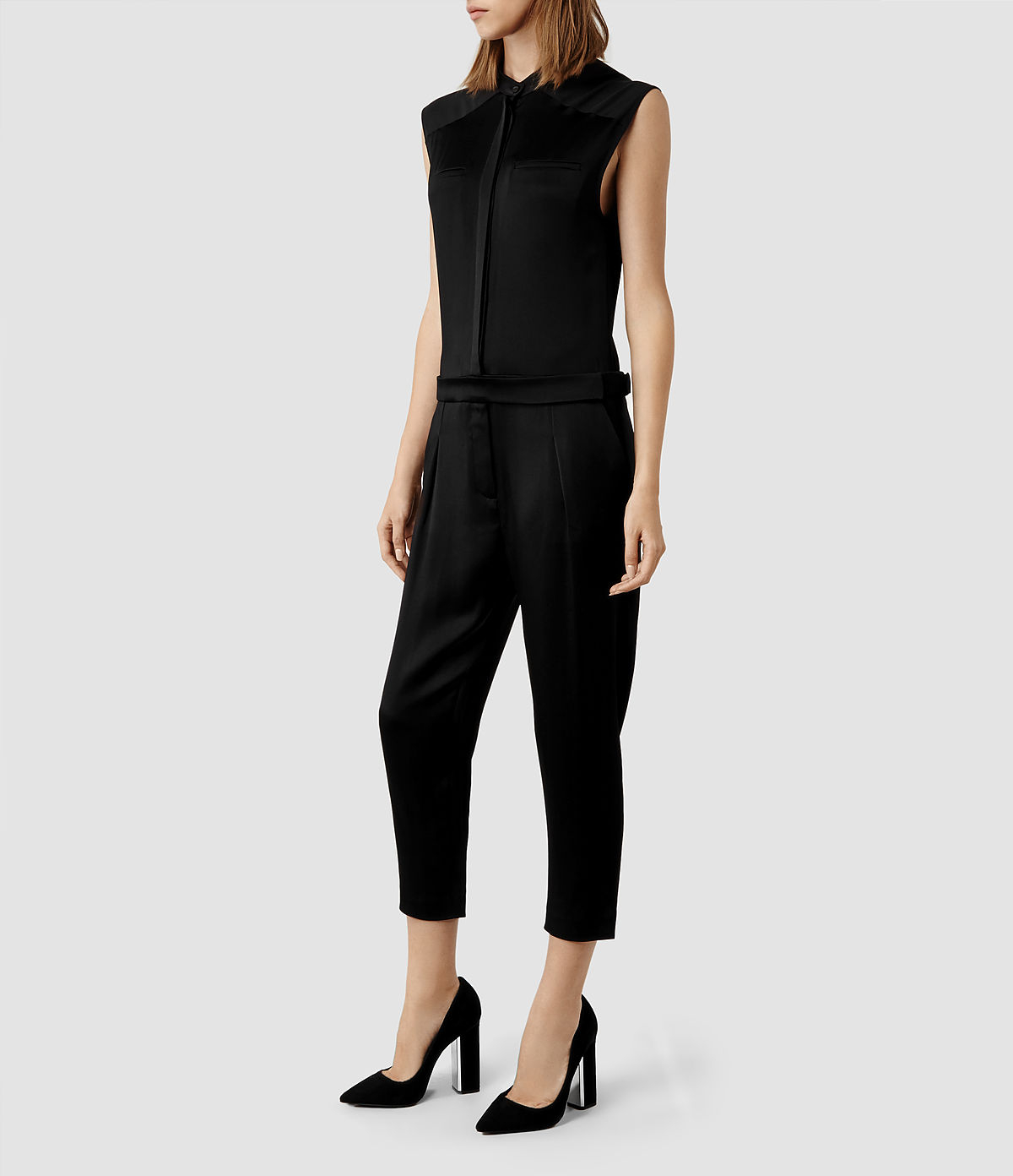 all saints black jumpsuit
