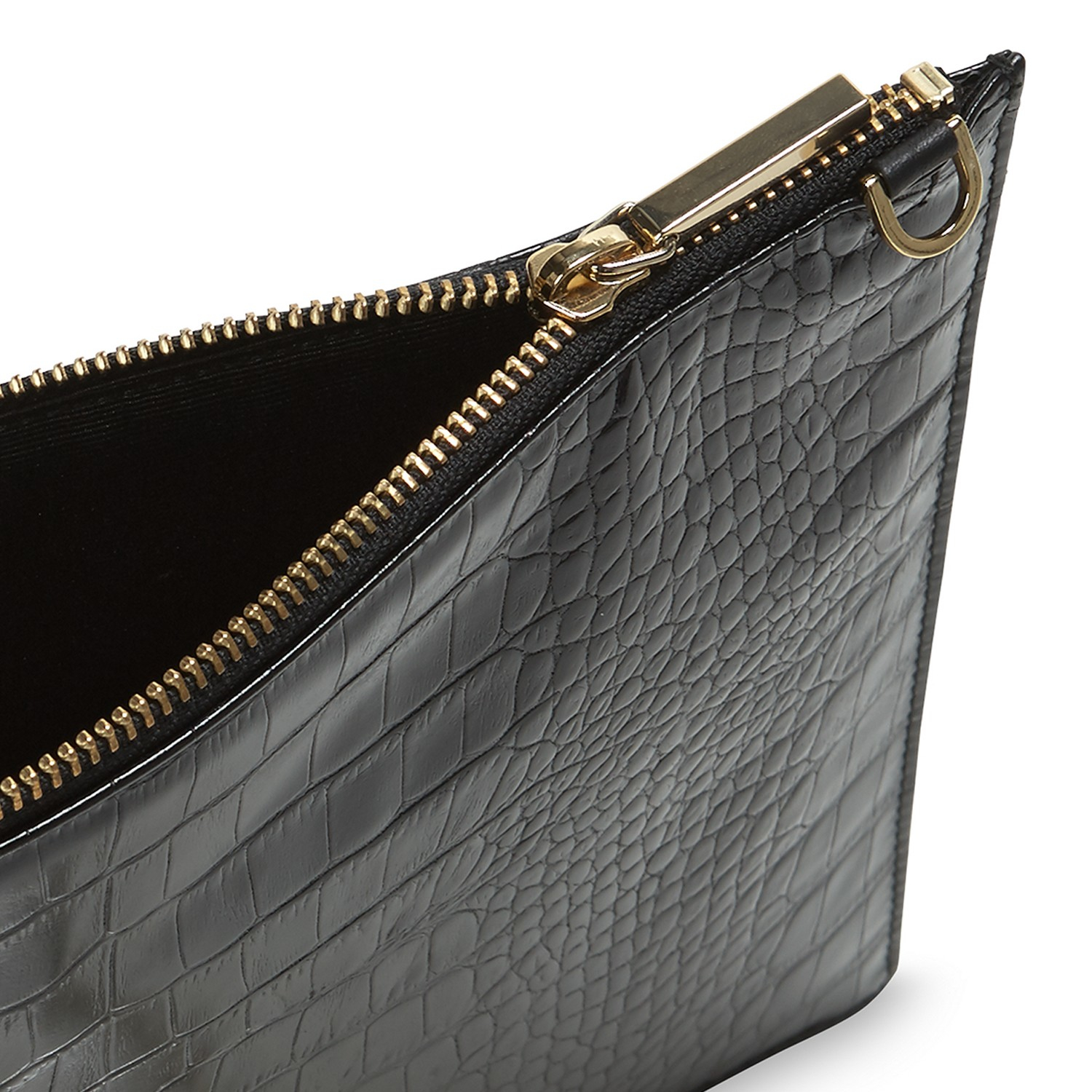 Whistles Rivington Shiny Croc Leather Chain Clutch Bag in Black - Lyst