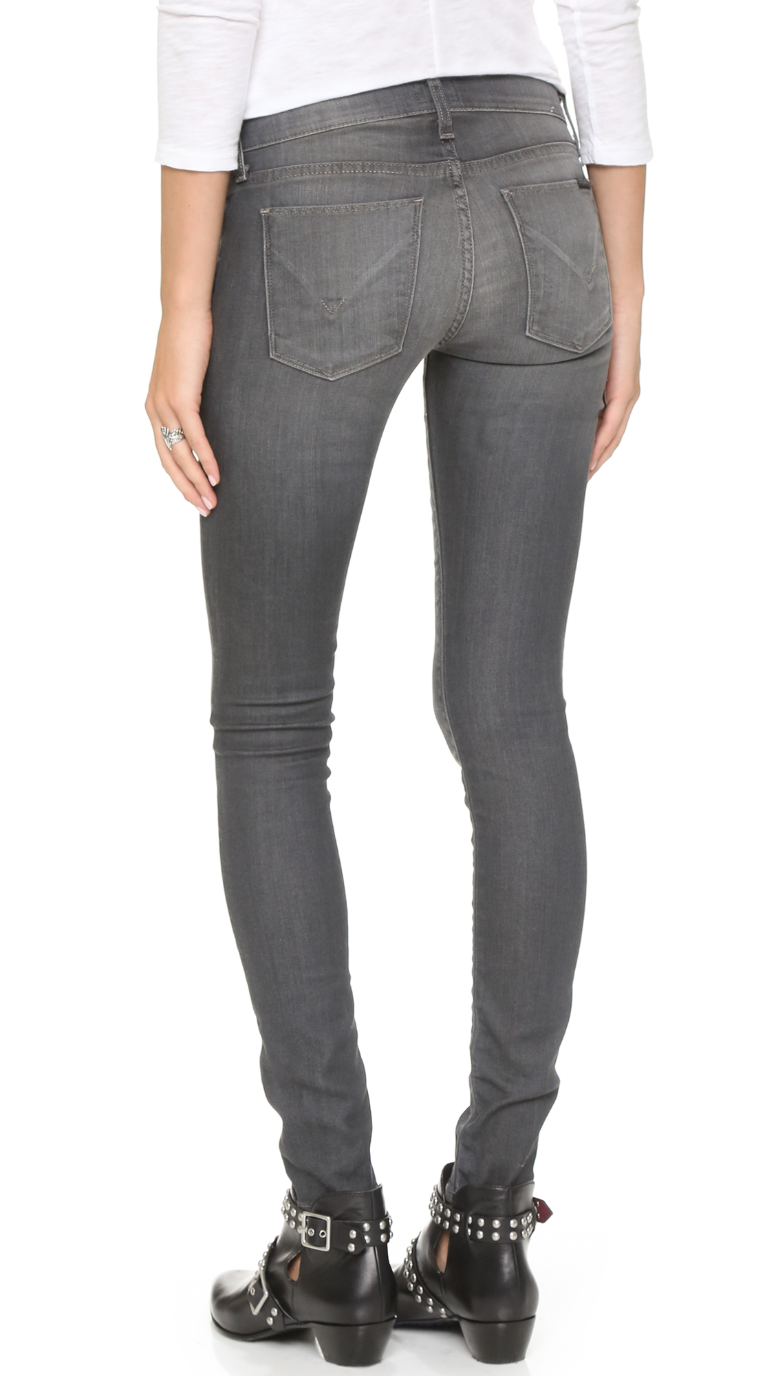 Hudson Jeans Krista Super Skinny Jeans in Gray | Lyst