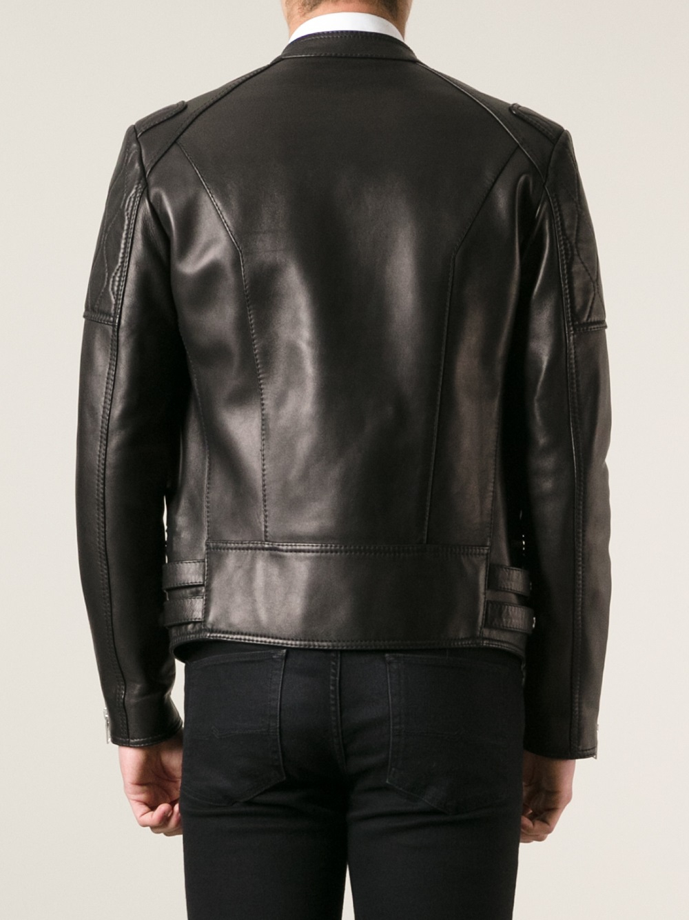 Lyst - Balenciaga Fitted Biker Jacket in Black for Men