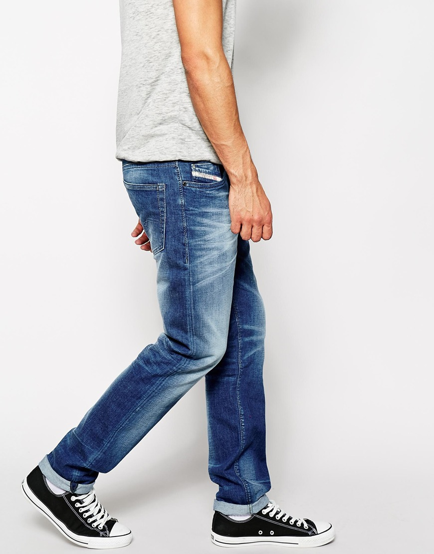 DIESEL Jeans Buster 831d Regular Tapered Fit Mid Wash in Blue for Men - Lyst