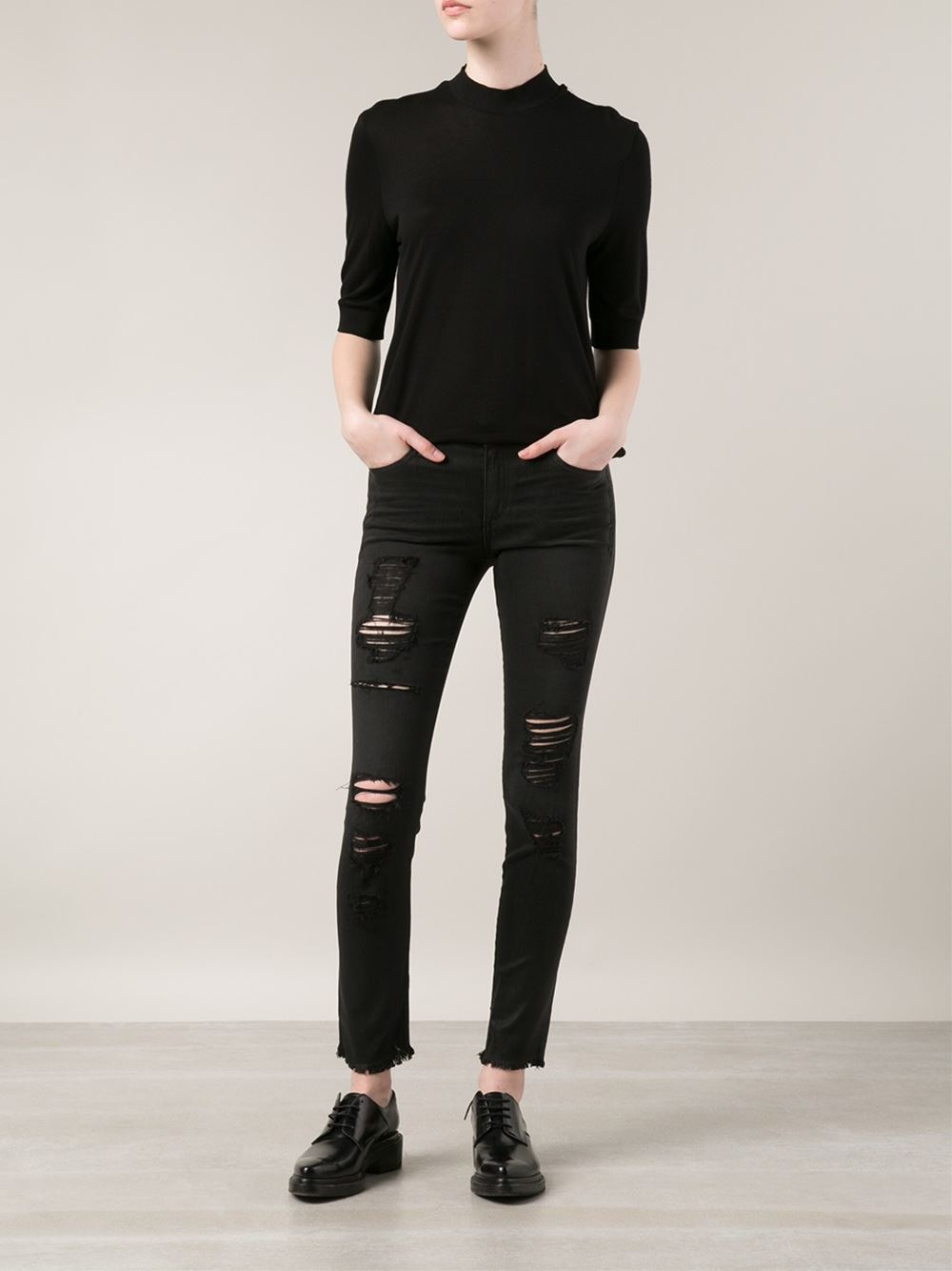 black distressed jeans women's