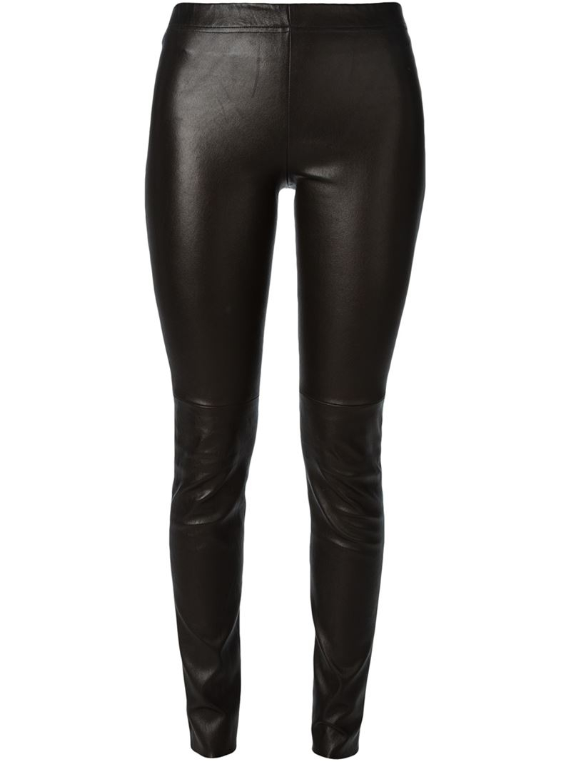 Plein Sud Leather Leggings in Black | Lyst