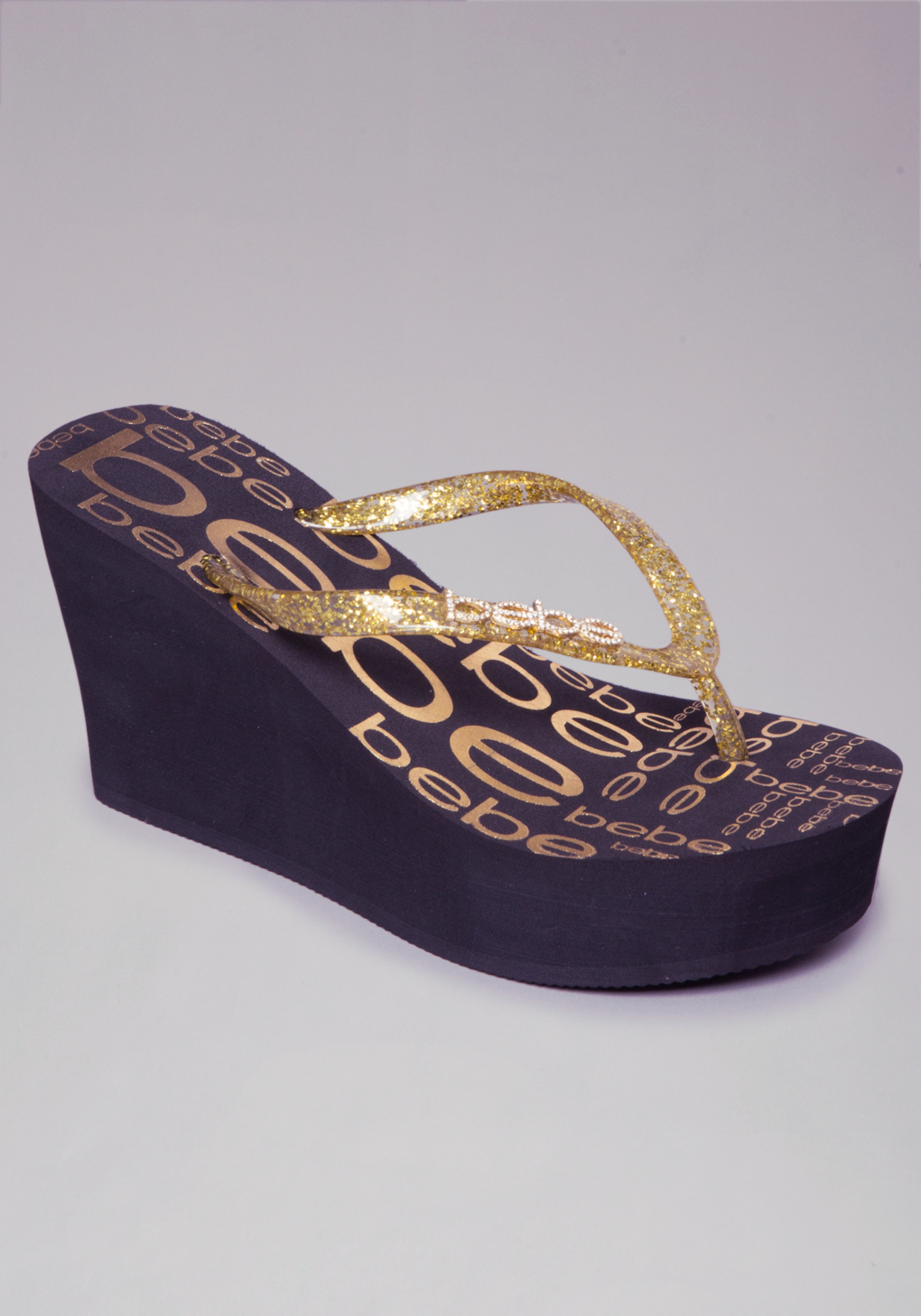 bebe gold flip flops