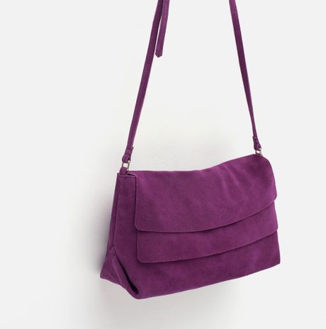 Zara Suede Messenger Bag Suede Messenger Bag in Purple | Lyst