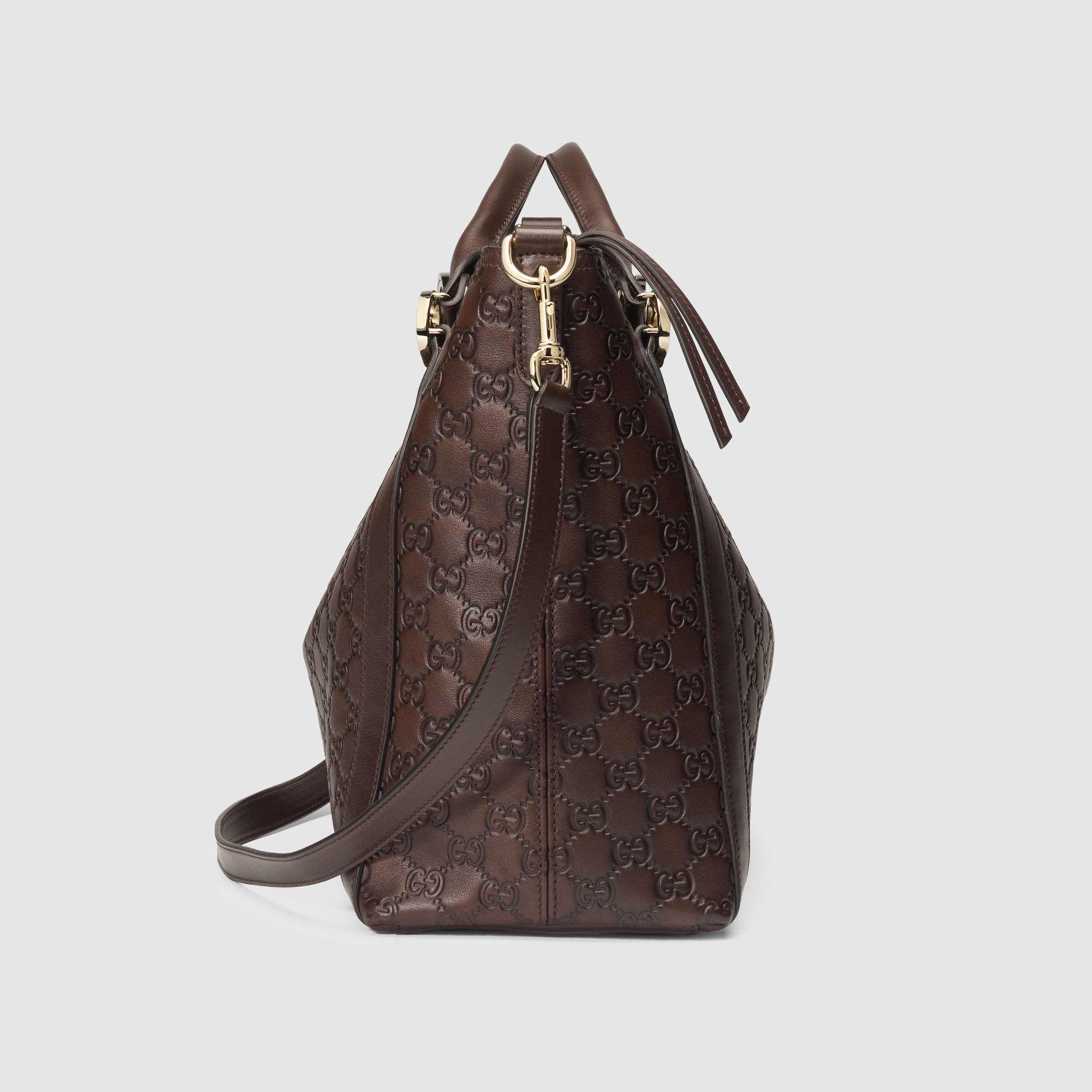 Gucci Miss Gg Ssima Leather Top Handle Bag in Brown | Lyst