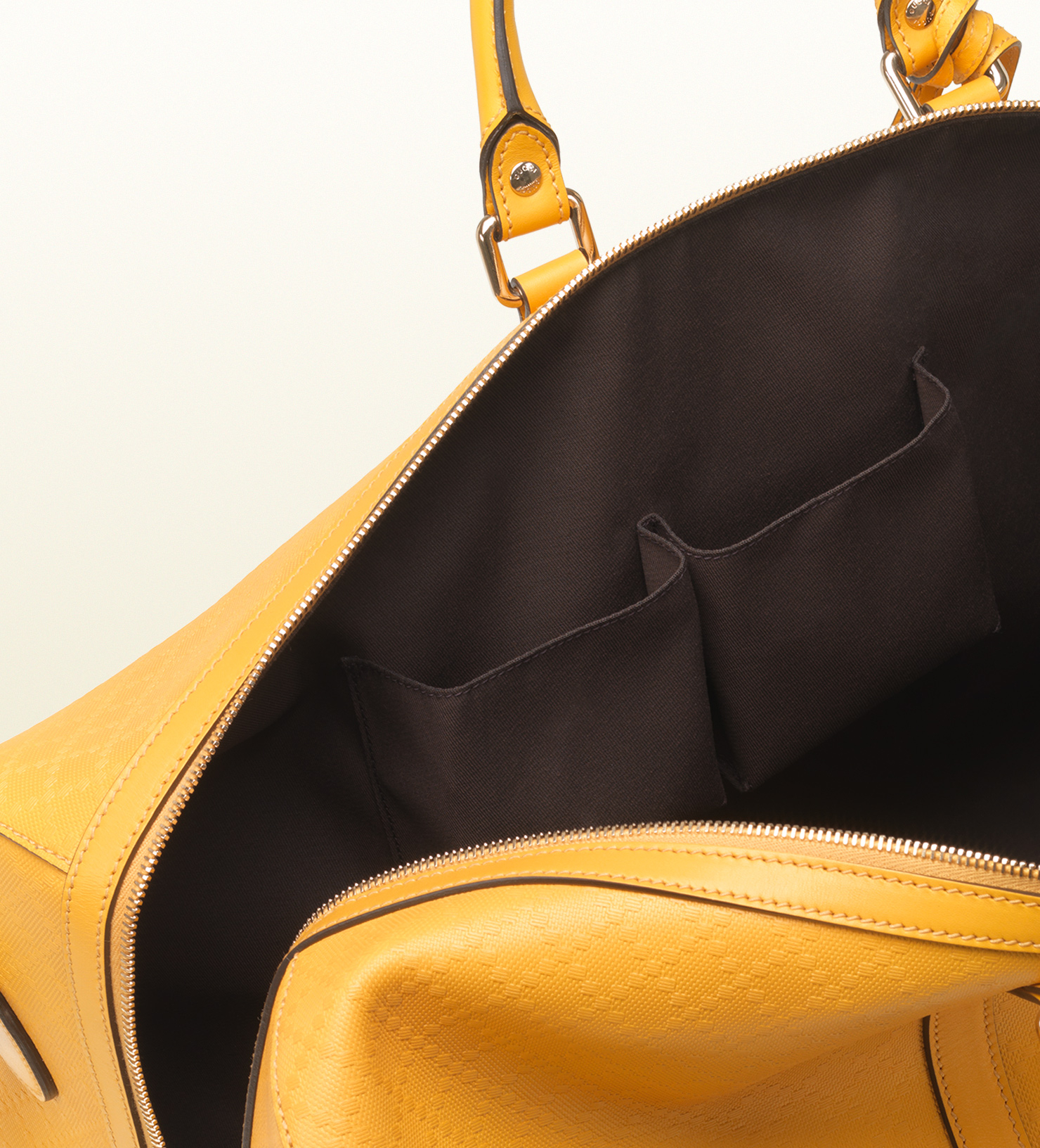 Gucci Diamante Lux Leather Carryon Duffle Bag in Yellow Lyst