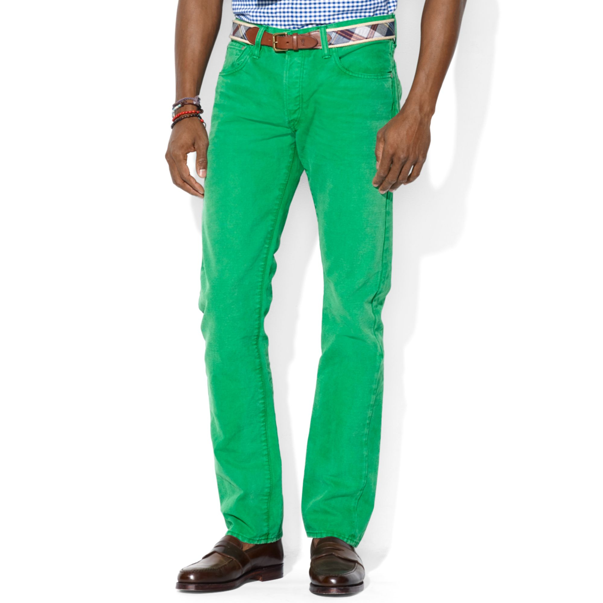 Lyst - Polo Ralph Lauren Polo Varick Slim-fit Canvas Jeans in Green for Men