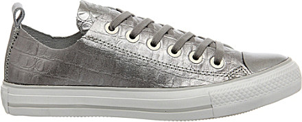 converse silver leather trainers