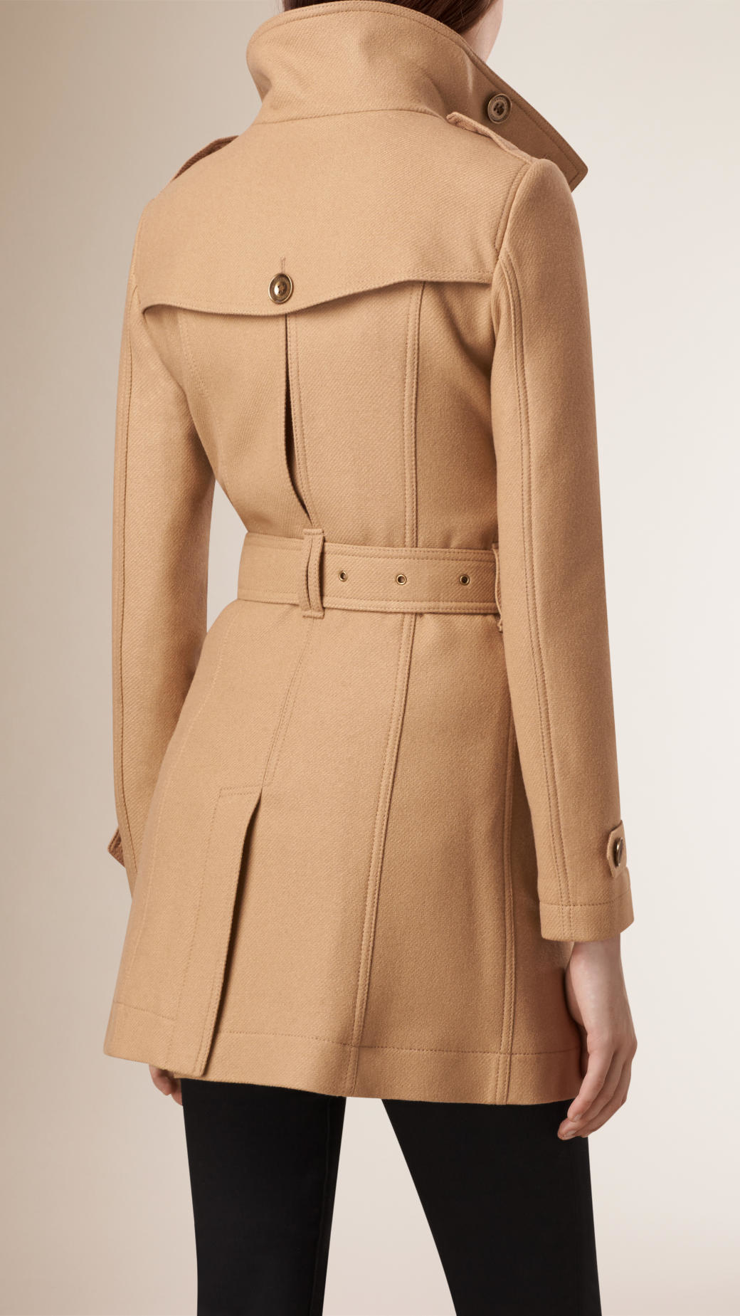 Fauteuil min Moskee Burberry Short Double Wool Twill Trench Coat in Brown | Lyst