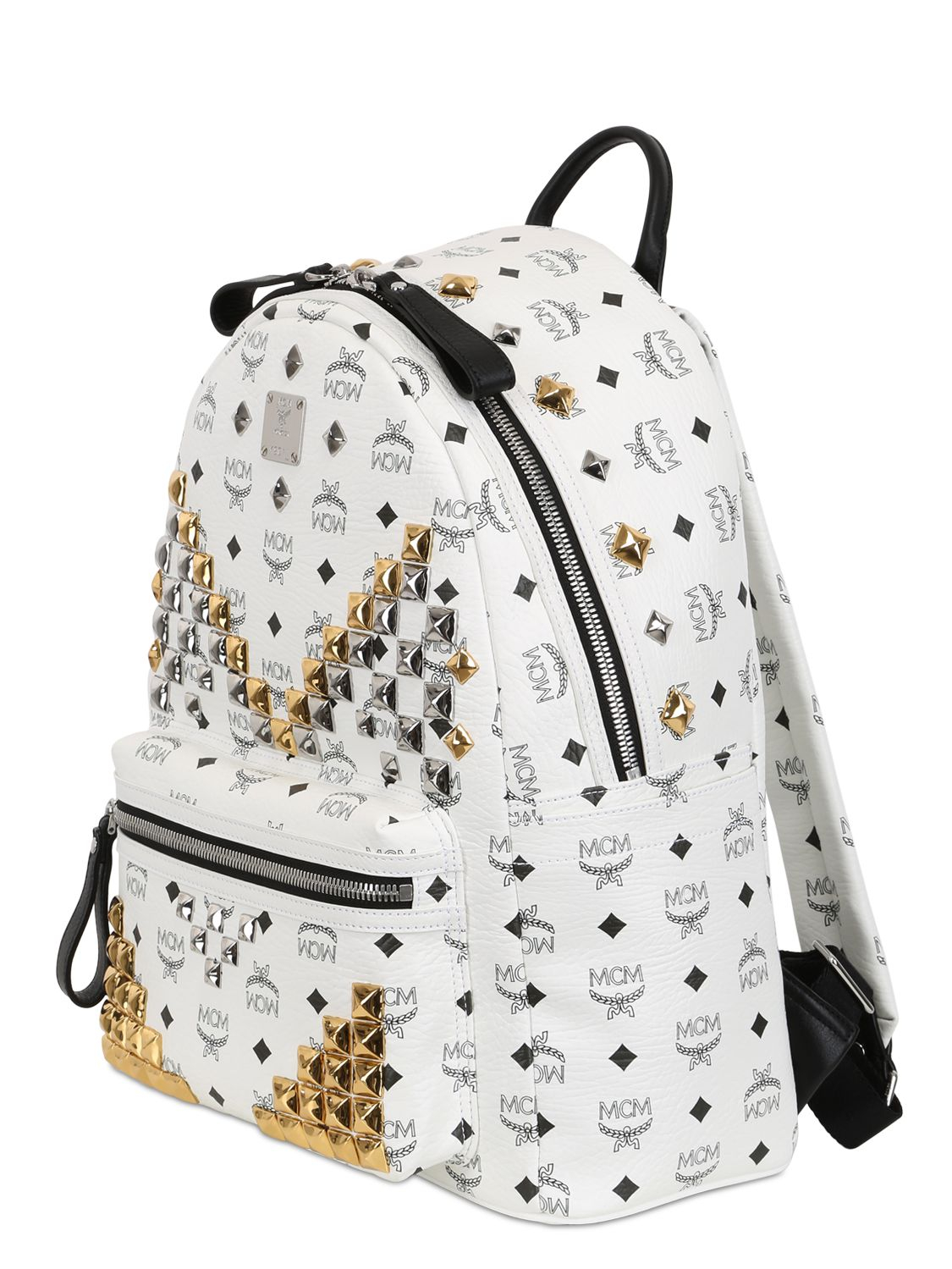 Lyst - Mcm Stark Side Stud Small Backpack in White