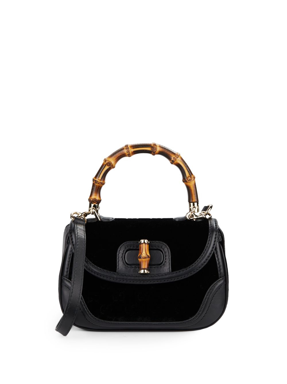 Gucci Velvet Shoulder Bag in Black | Lyst