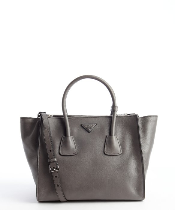 Prada Grey Leather Top Handle Trapeze Bag in Gray (grey) | Lyst  