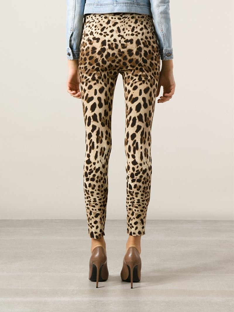 Dolce & Gabbana Leopard Print Leggings in Brown - Lyst