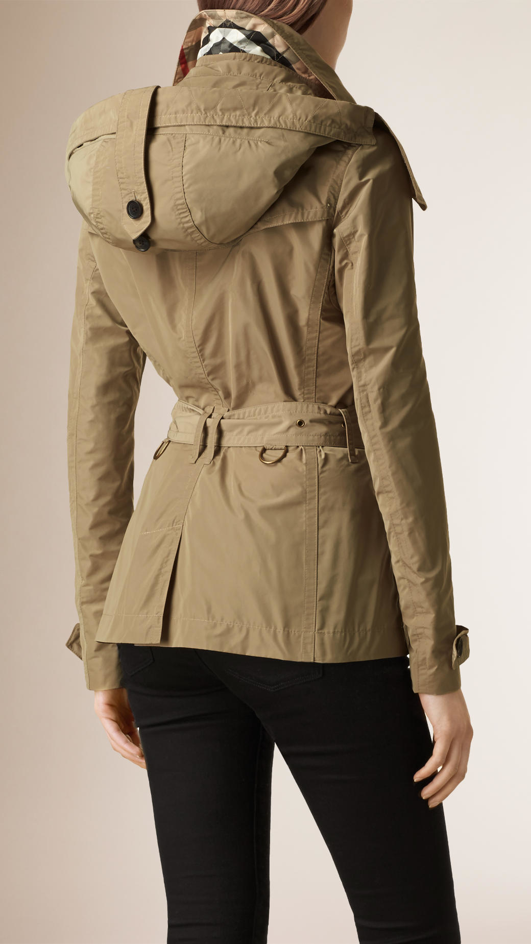 short trench coat with hood