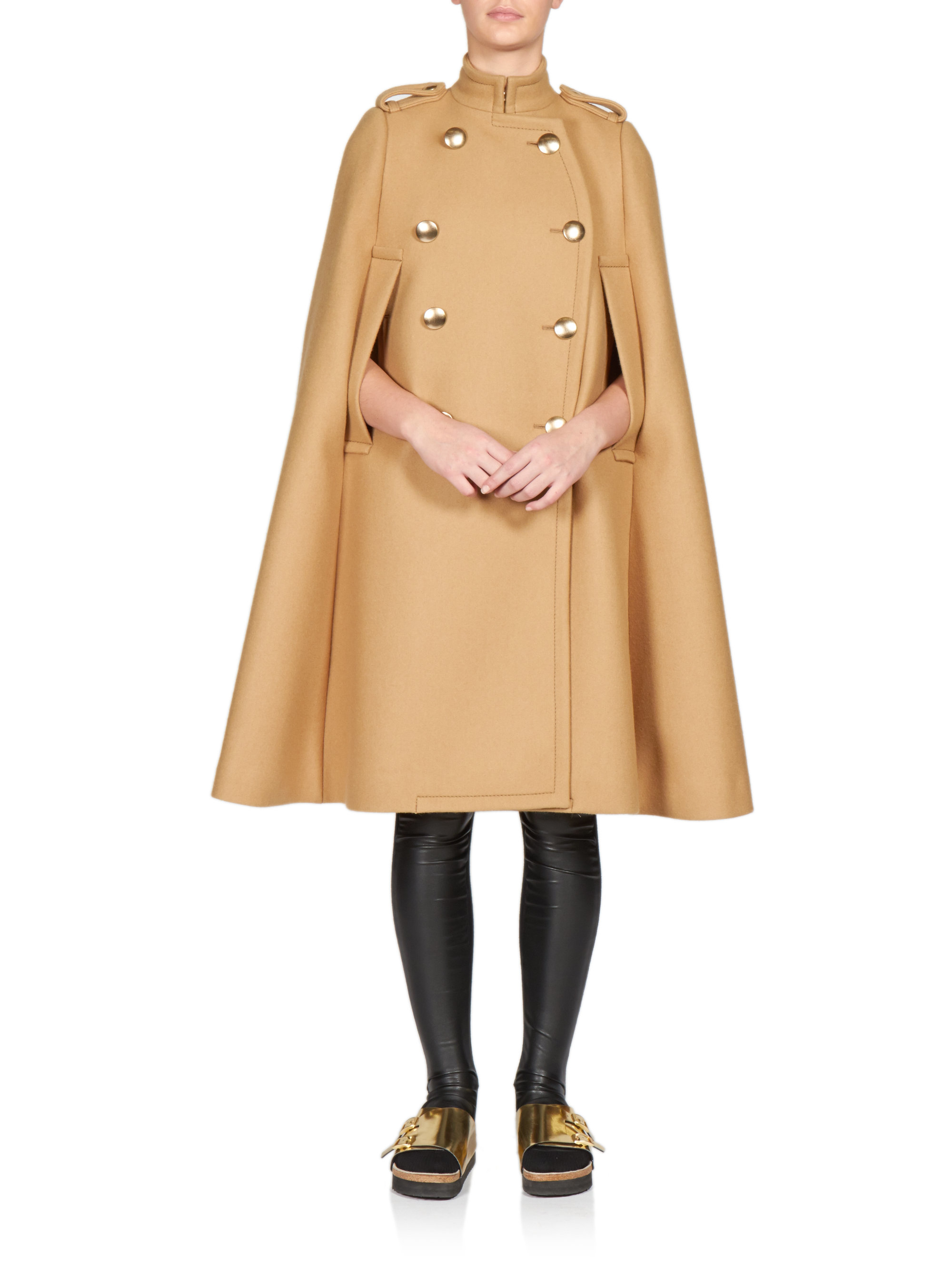 Lyst - Sacai Luck Wool Military Cape in Natural