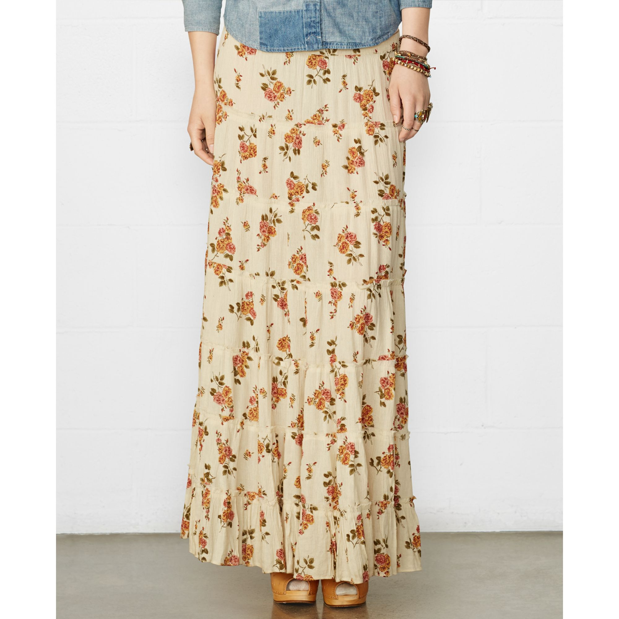 Denim & Supply Ralph Lauren Tiered Floralprint Maxi Skirt | Lyst