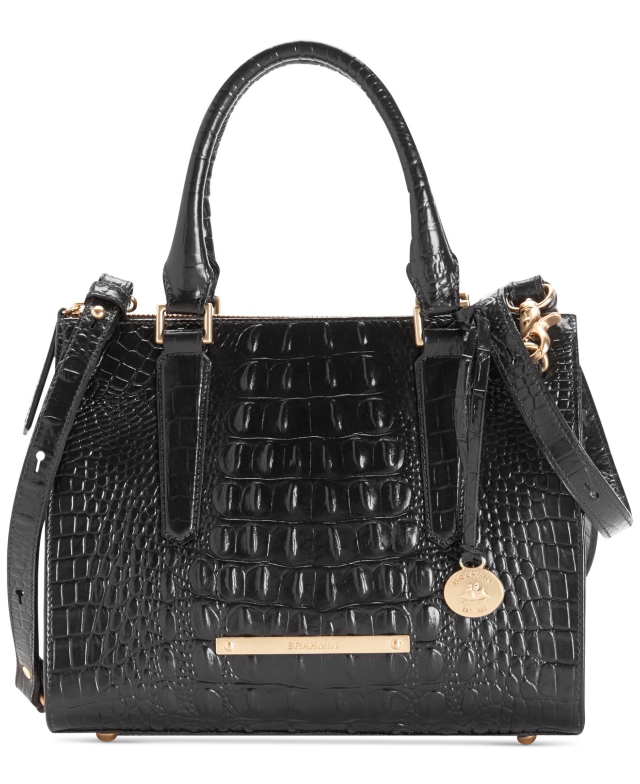 Brahmin Leather Anywhere Convertible Satchel in Black - Lyst