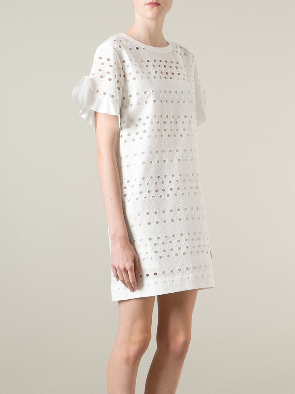 white broderie anglaise shift dress
