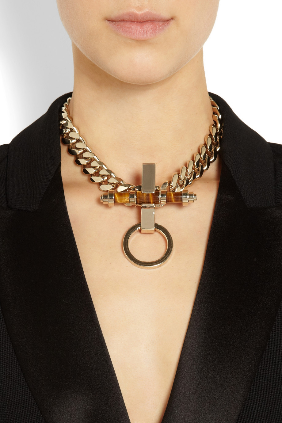 Givenchy Obsedia Necklace In Pale Gold-Tone Brass And Tiger'S Eye in ...