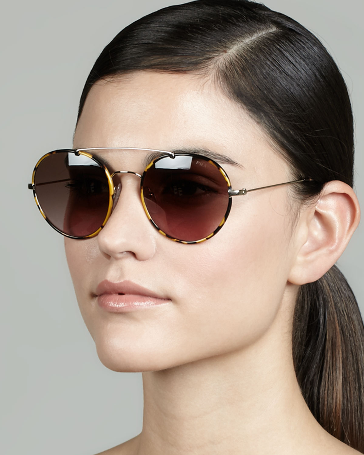 prada 53mm phantos catwalk round sunglasses for Sale OFF 68%