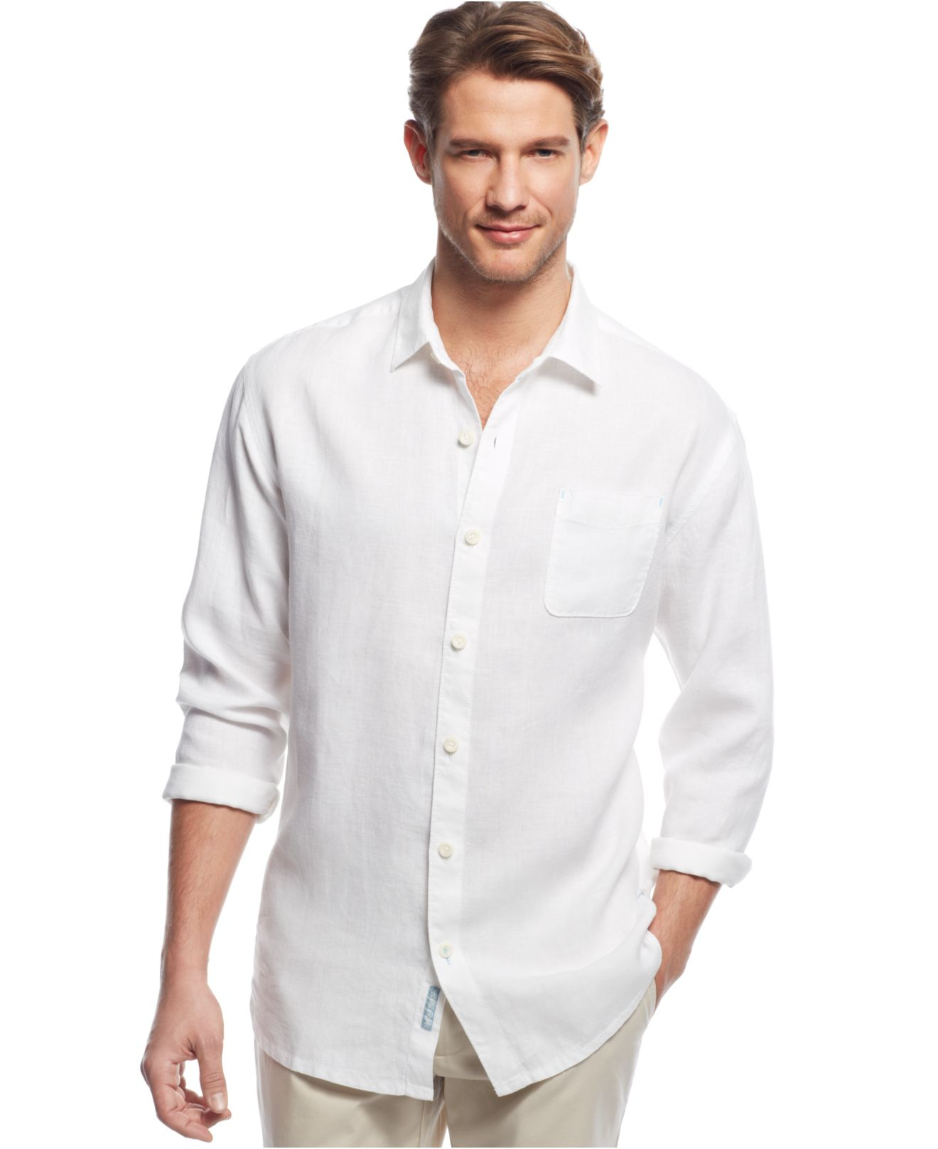 Tommy bahama Men's Sea Glass Breezer Linen Shirt in White for Men | Lyst