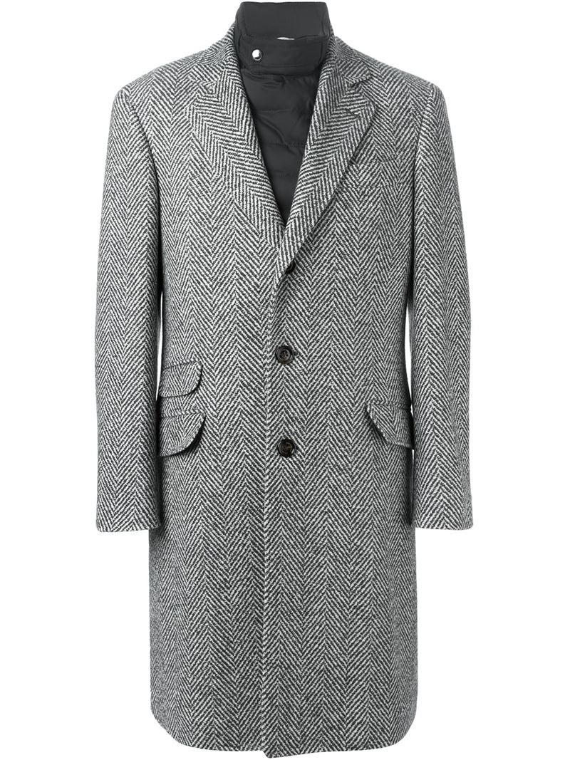 Lyst - Brunello Cucinelli Herringbone Coat in Gray for Men