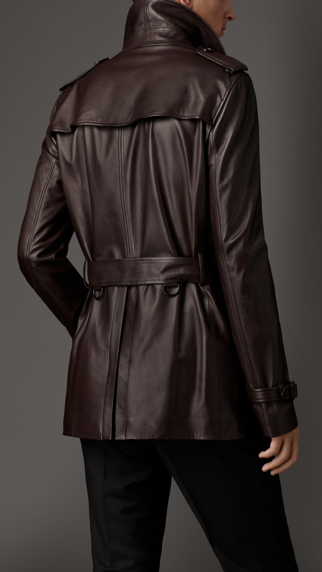 Burberry Nappa Leather Trench Coat in Brown for Men | Lyst