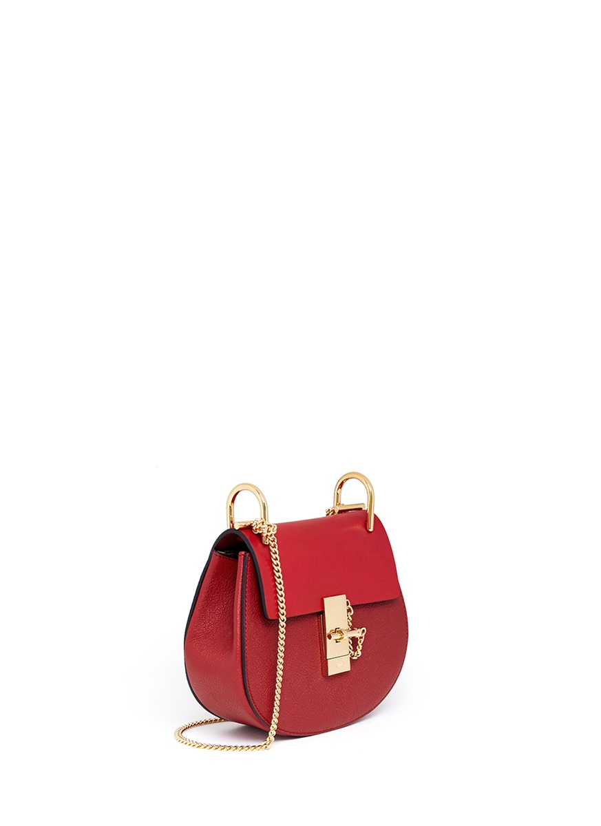 Lyst - Chloé 'drew' Mini Leather Shoulder Bag in Red
