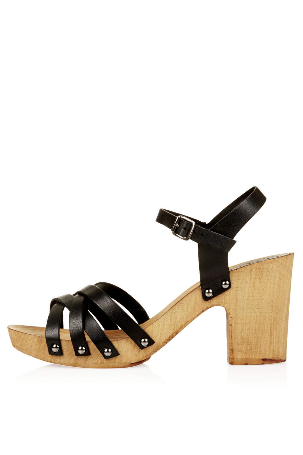 TOPSHOP Nancy Chunky Wooden Sandals in Black - Lyst
