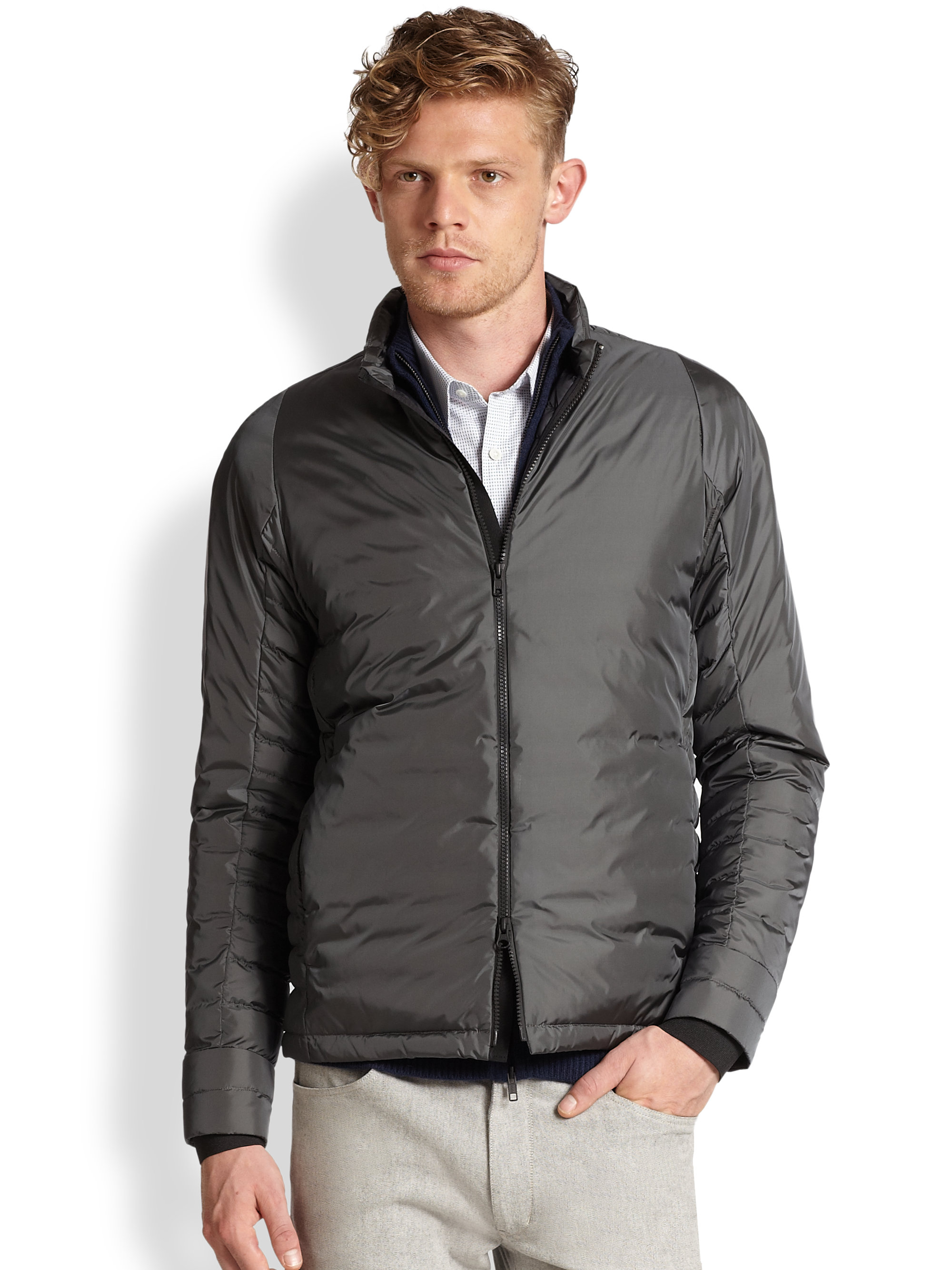 Theory Nylon Puffer Jacket in Gray (DOVE) | Lyst