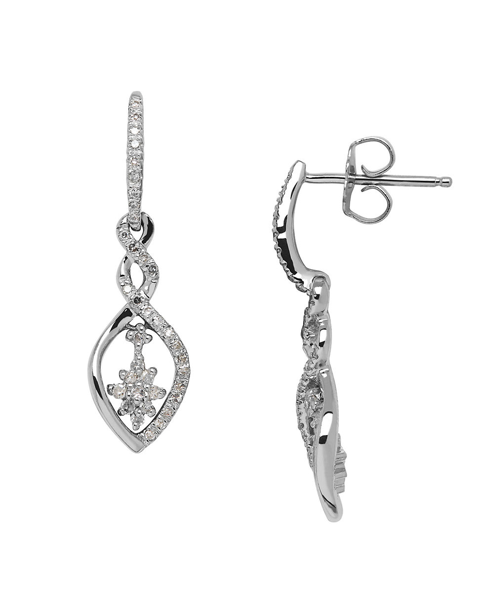 Lord & taylor Diamond And Sterling Silver Twist Drop