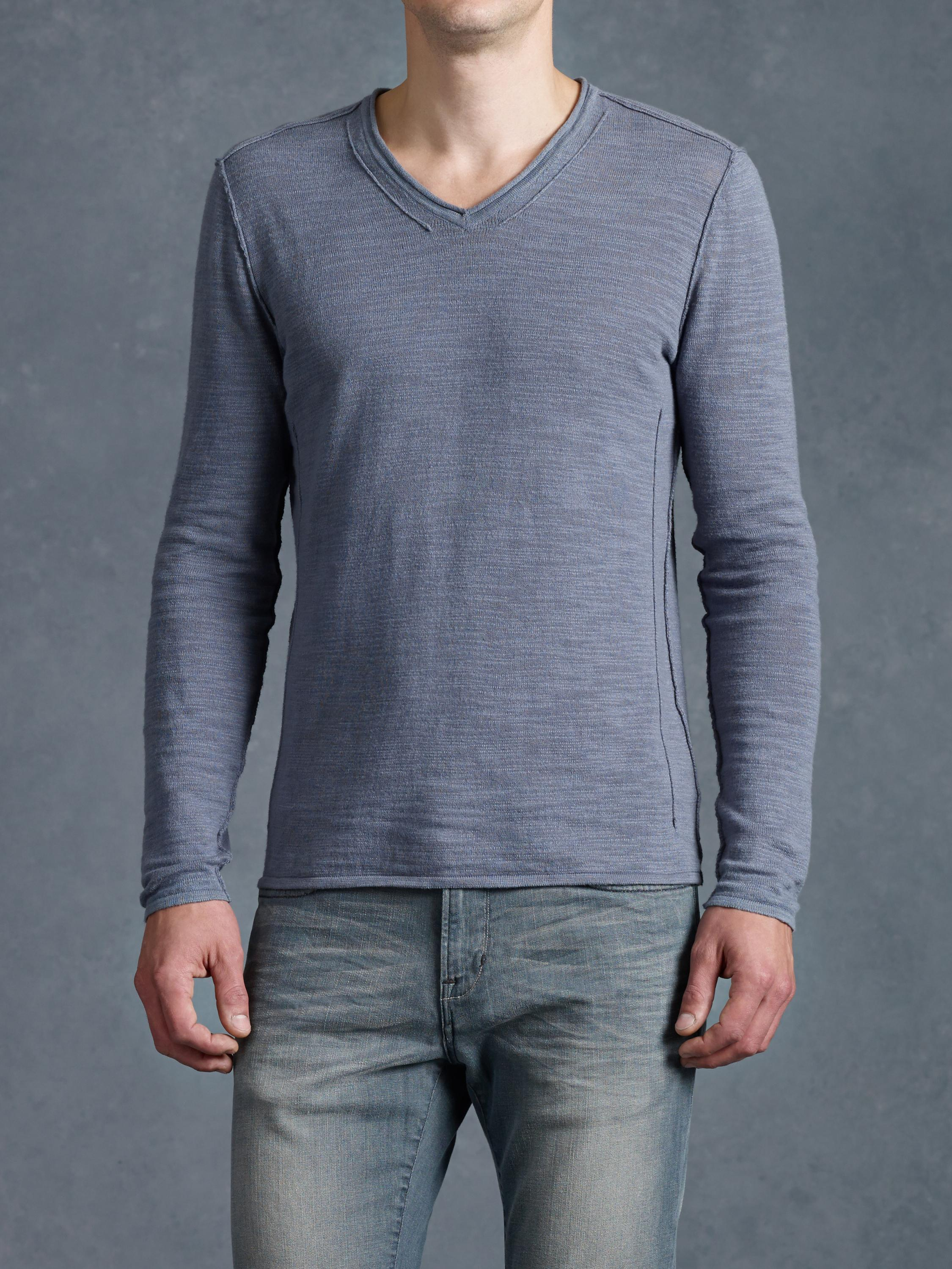 John Varvatos Collection Mens Long Sleeve V Neck Merino Wool Sweater